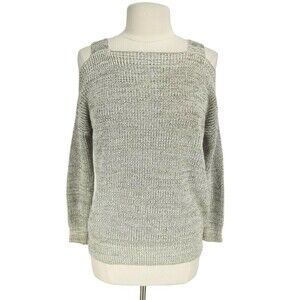 rue21 Beige Cable Knit Cold Shoulder Pullover Sweater Women Size S Long SLV  52P